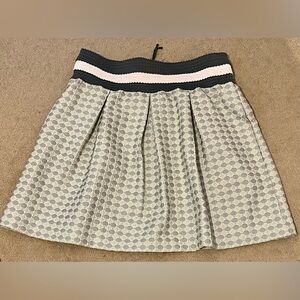 Maeve Black and White Pleated A-Line Mini Skirt